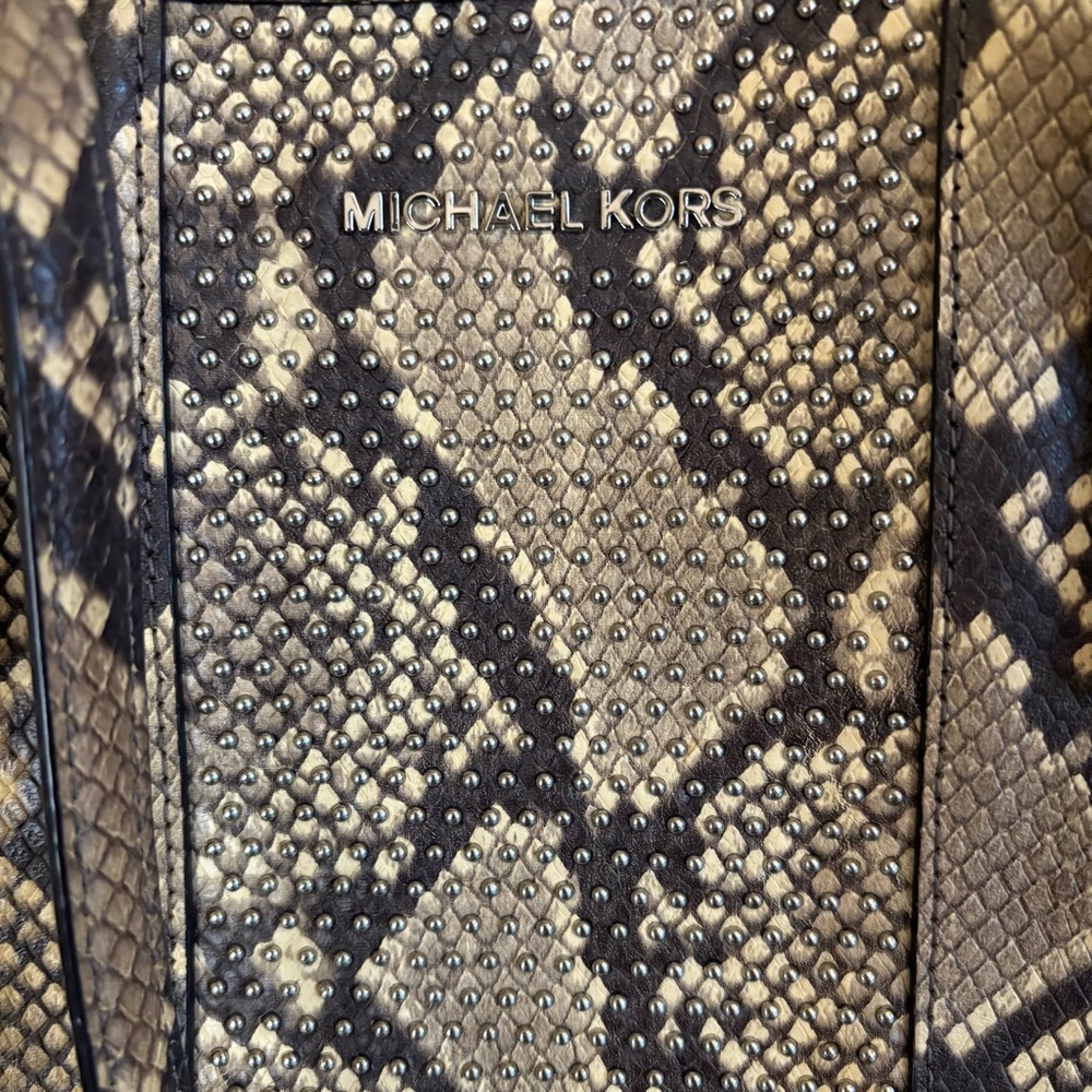 Michael Kors Snake Print Studded Large Tote Bag - Picture 7 of 10